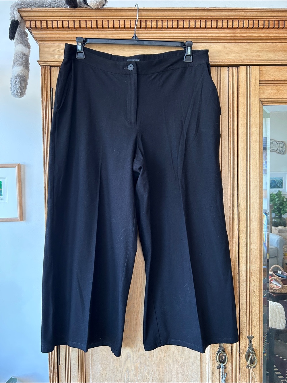 Eileen Fisher Black Wide-Leg Stretch Pants 14